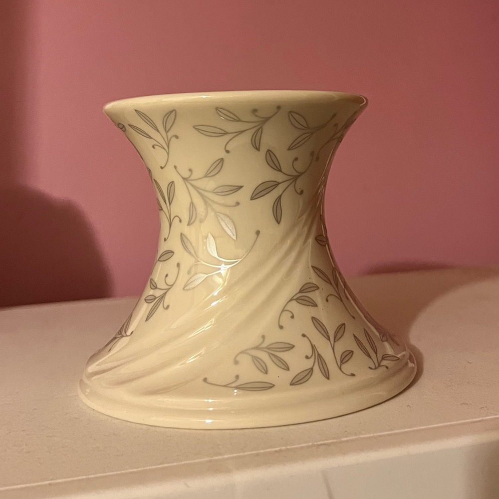 Lenox Candle Holder Pillar Wedding Promises Collection Platinum Trim